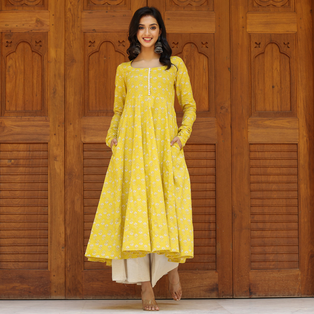 Farida Yellow Cotton Kurta