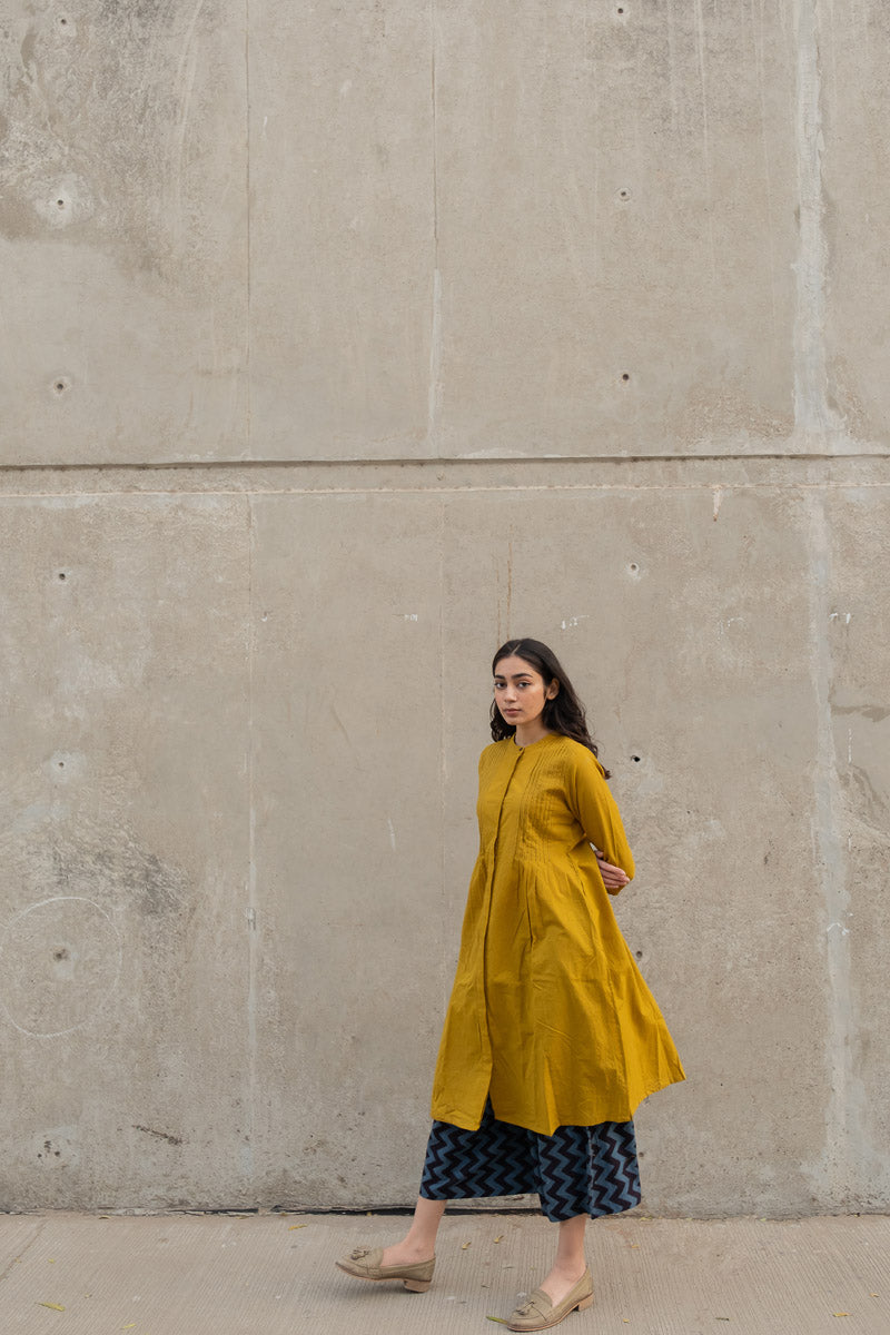 Pintuck Kurta - Mustard