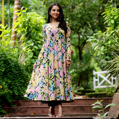 Vivid Floral Georgette Kurta