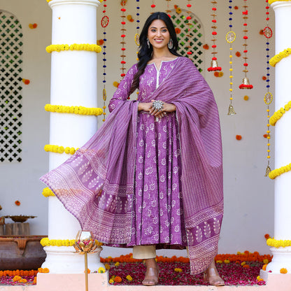 Laila Purple Cotton Set