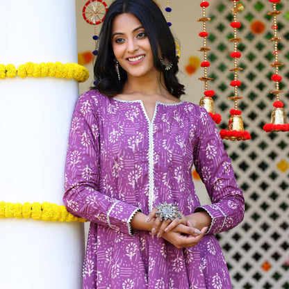 Laila Purple Cotton Set