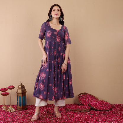Avina Georgette Kalidaar Kurta
