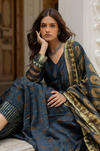 Chanderi Silk Kurta Set of 3 - Ruman Bagh 02