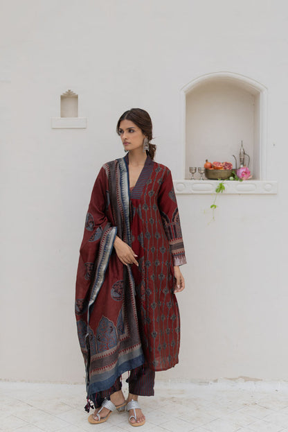 Chanderi Silk Kurta Set of 3 - Ruman Bagh 03