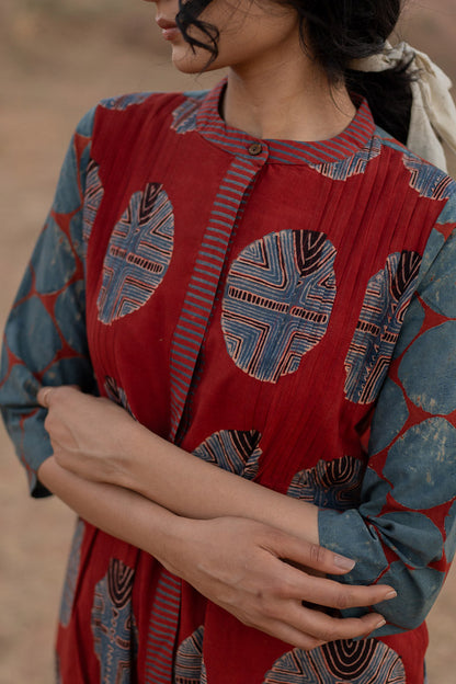 Pintuck Kurta - Red