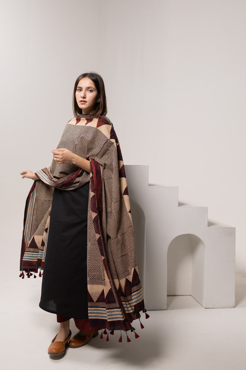 Set of 3 - Kurta, Dupatta & Culotte - Aabaan 07