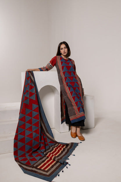 Set of 3 - Kurta, Dupatta & Culotte - Aabaan 04