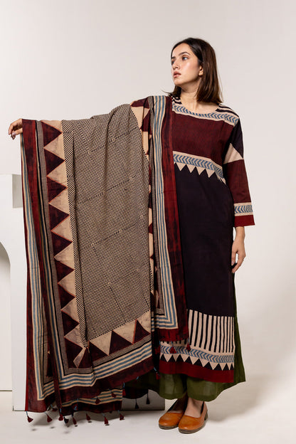 Set of 3 - Kurta, Dupatta & Culotte - Aabaan 01