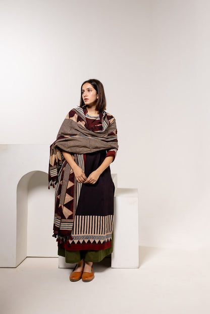 Set of 3 - Kurta, Dupatta & Culotte - Aabaan 01