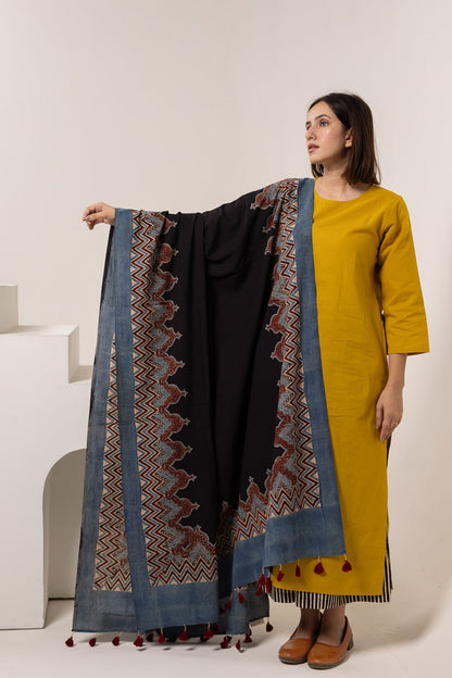 Set of 3 - Kurta, Dupatta & Culotte - Earthy Echoes 04