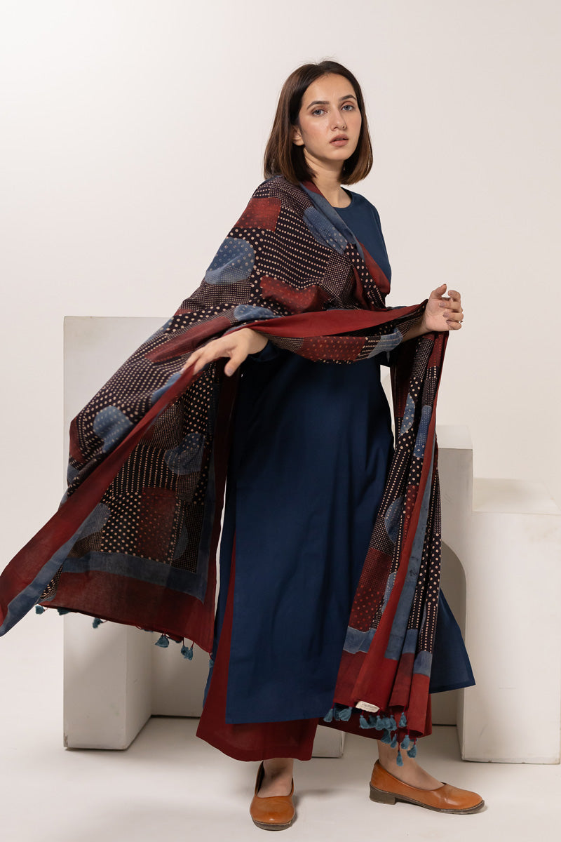 Set of 3 - Kurta, Dupatta & Culotte - Earthy Echoes 03