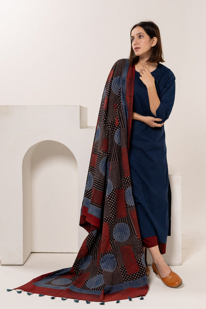 Set of 3 - Kurta, Dupatta & Culotte - Earthy Echoes 03