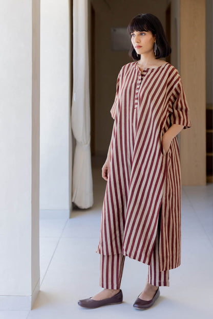 Omi Kurta Set of 2 - Maroon meadow