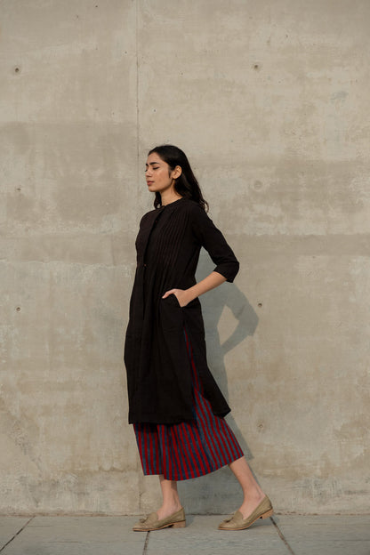 Pintuck Kurta - Black