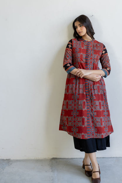 Pintuck Kurta - Avira Red