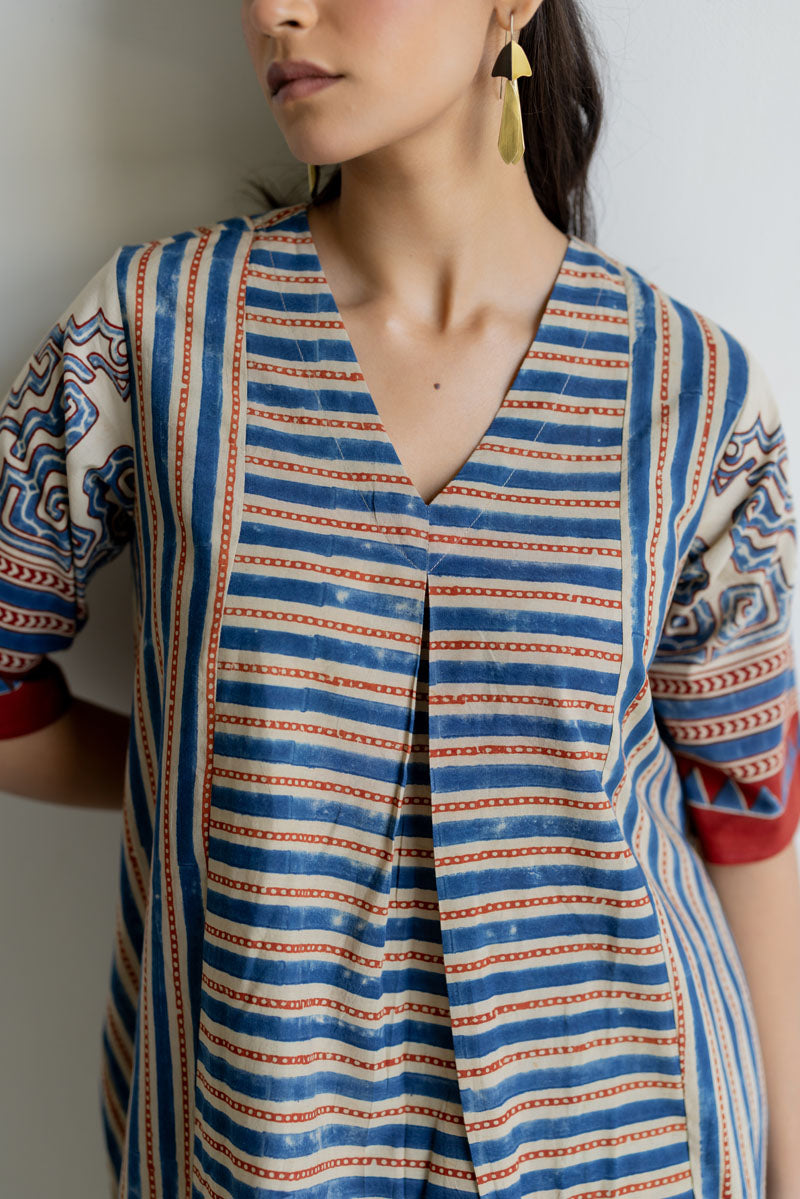 V Neck Panelled Kurta - Vaya