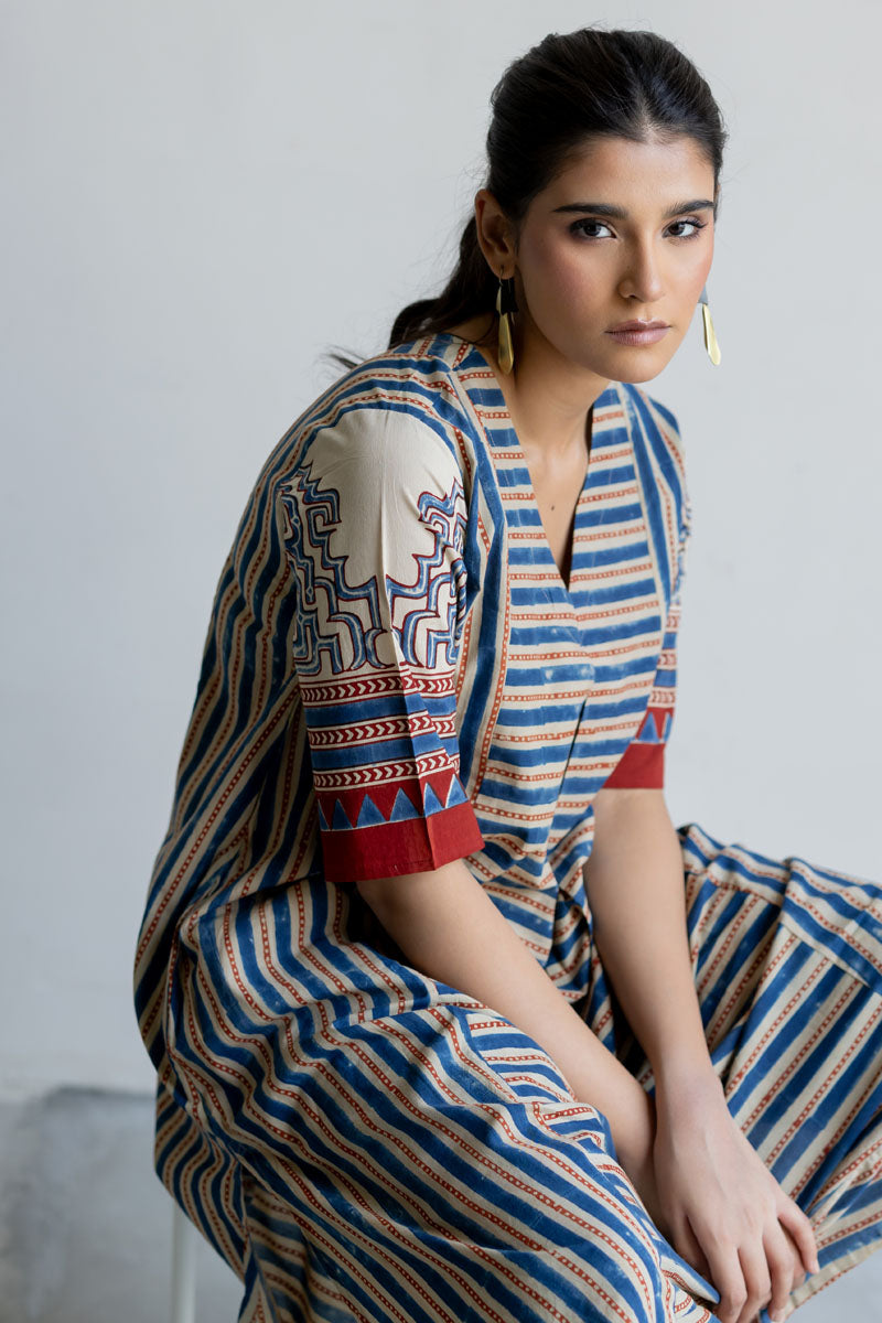 V Neck Panelled Kurta - Vaya