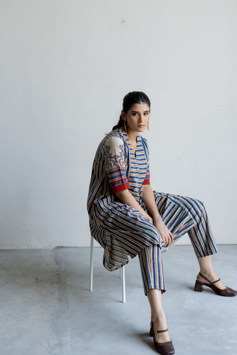 V Neck Panelled Kurta - Vaya