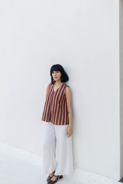 Tara Top - Maroon meadow