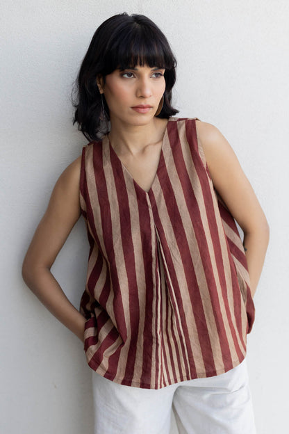 Tara Top - Maroon meadow