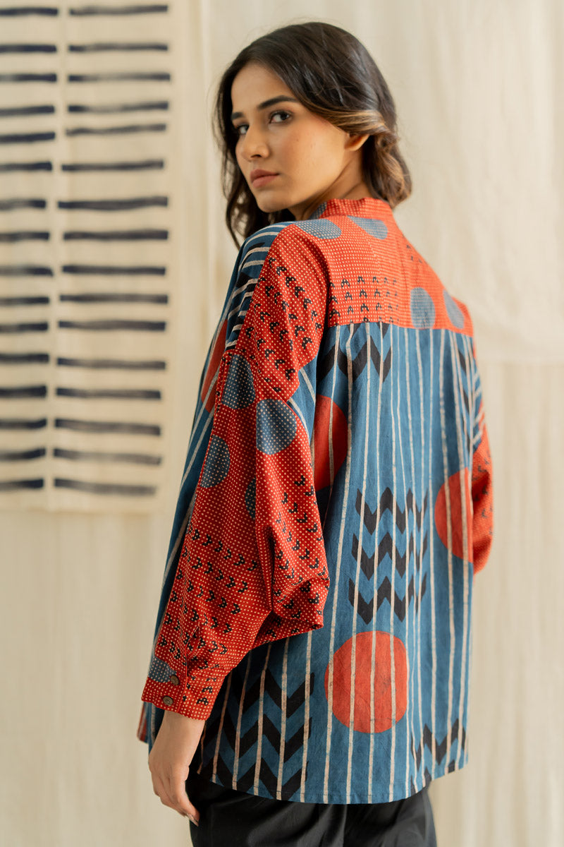 Freesize Anti-fit Top - Indigo Playful Geometry