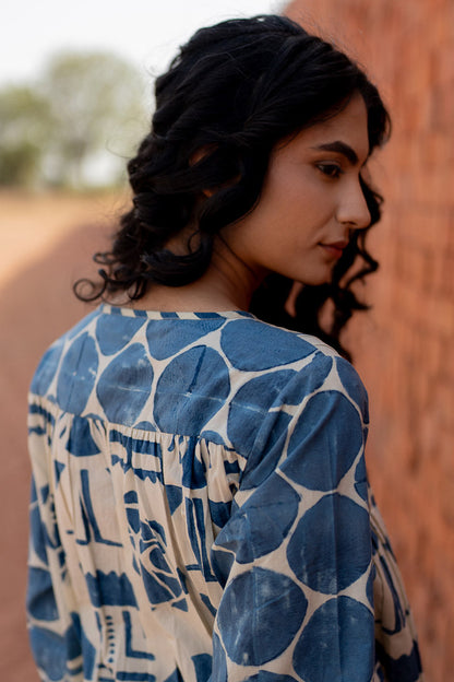 Short Navi Pintuck Kurta - Indigo