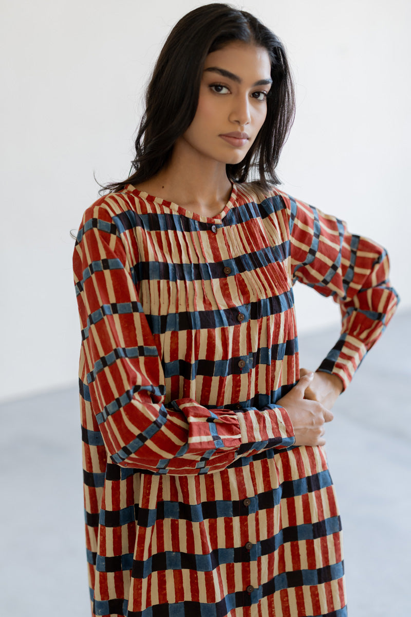 Navi Pintuck Tunic - Cut Stripes