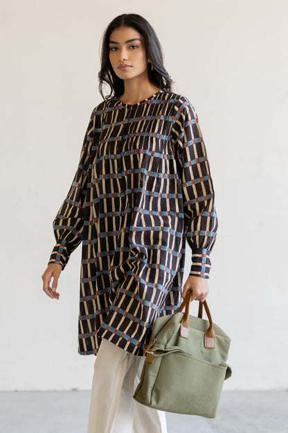 Navi Pintuck Tunic - Split Stripes