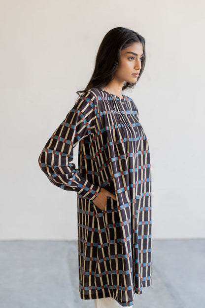 Navi Pintuck Tunic - Split Stripes
