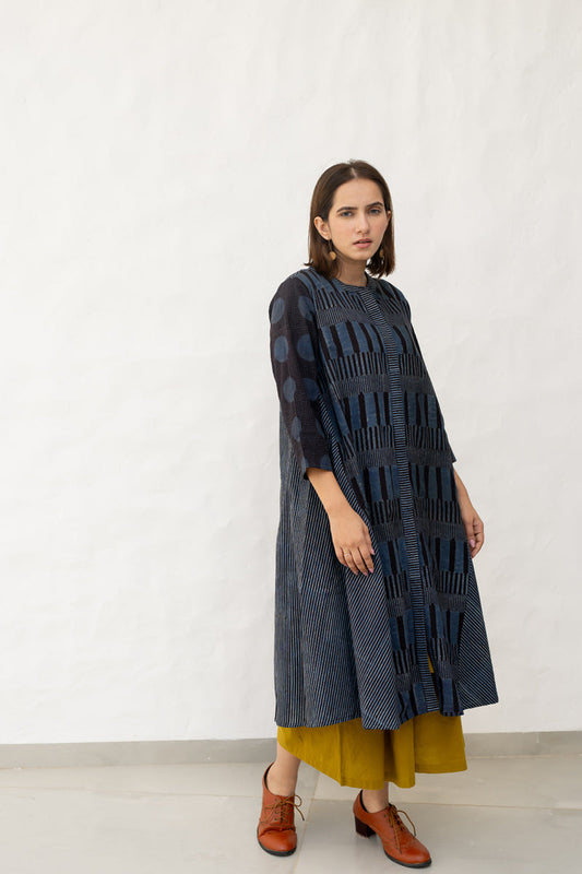 A-Line Kurta - Black & Indigo