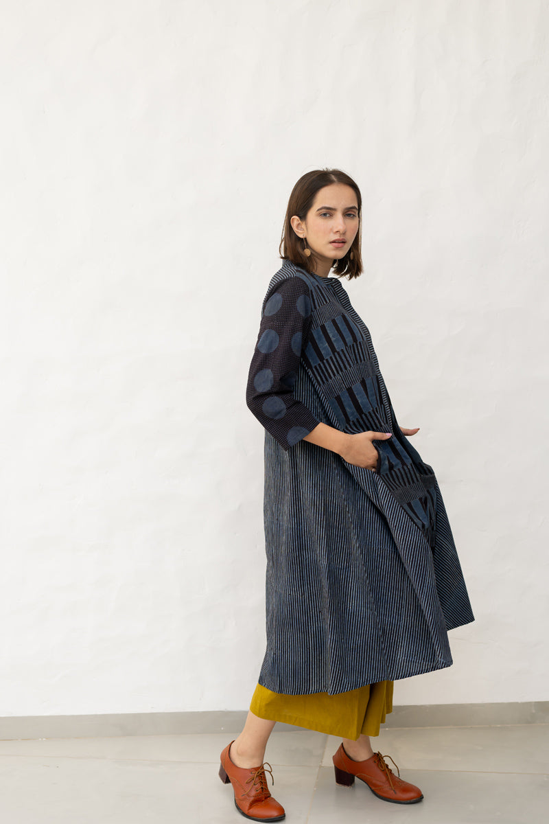 A-Line Kurta - Black & Indigo