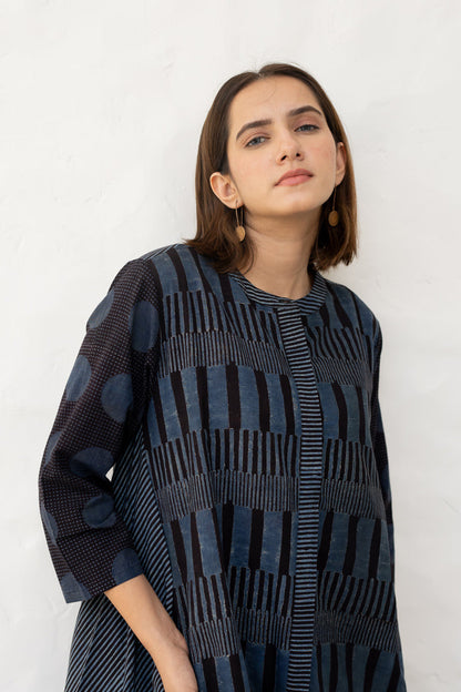 A-Line Kurta - Black & Indigo