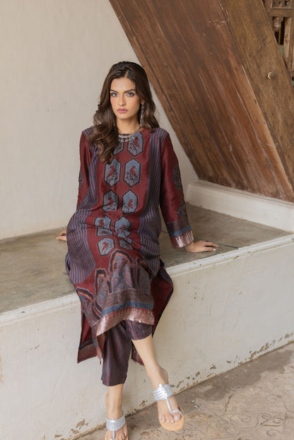 Chanderi Silk Kurta Set of 3 - Ruman Bagh 07