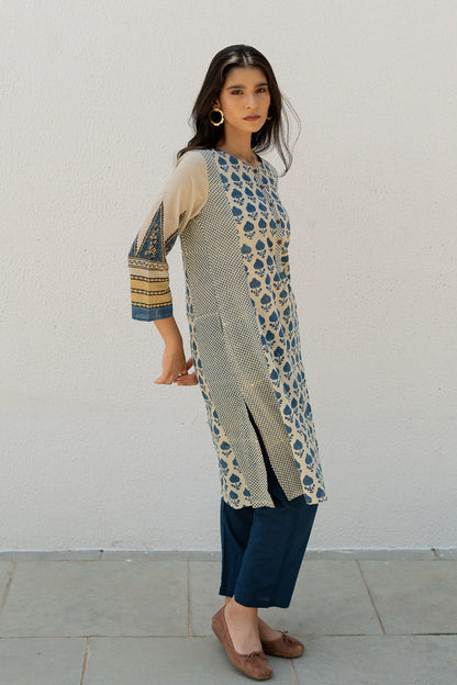 Panelled Kurta - Ark Indigo