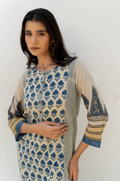 Panelled Kurta - Ark Indigo