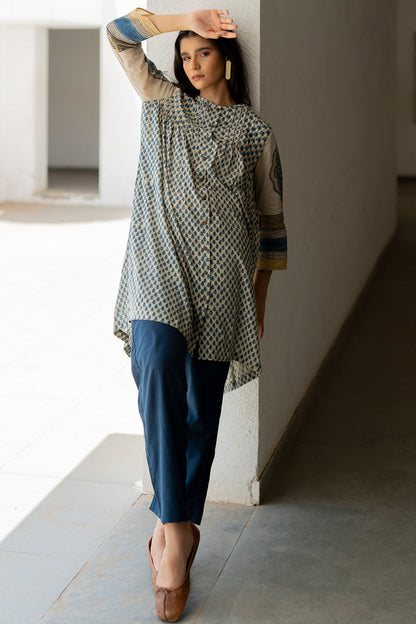 Short Pintuck Kurta - Baani Indigo