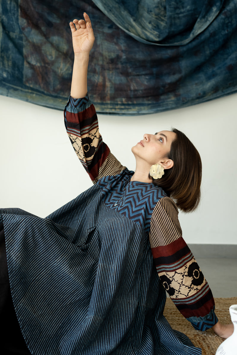 Bias Tunic - Indigo & Black