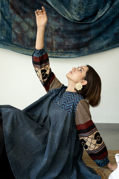 Bias Tunic - Indigo & Black